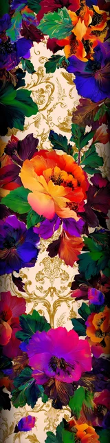 Free printable Christmas bookmarks of very bold colorful ornamental florals